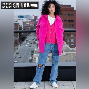 ✨Design Lab Lord & Taylor Vibrant Pink Teddy Jacket XSmall